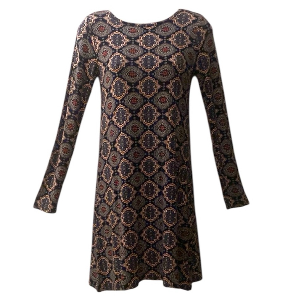 Blue and Red Long Sleeve Leila knit Dress